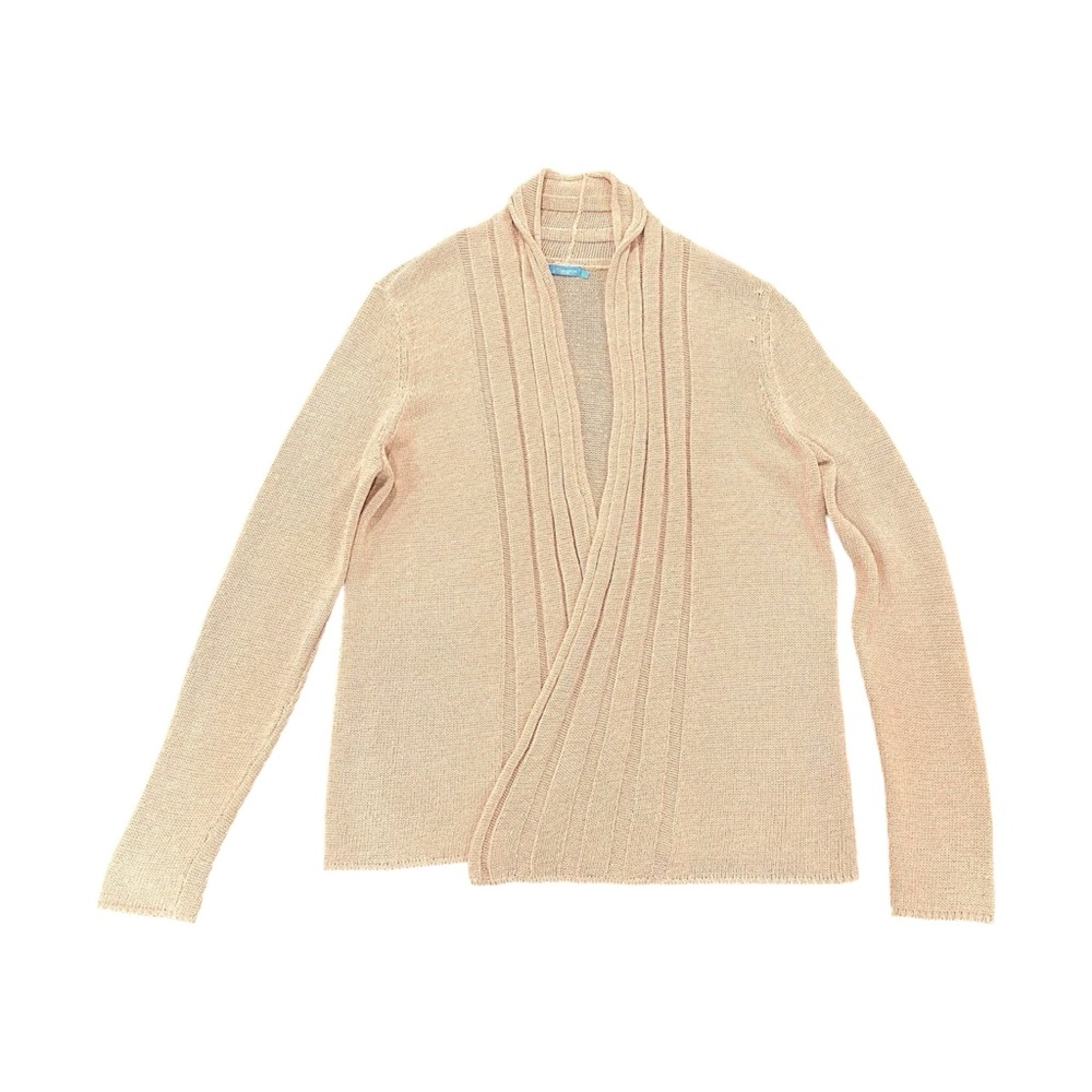 J.McLaughlin Women’s Open Front Cotton Blend Knit Cardigan Sweater Tan Large